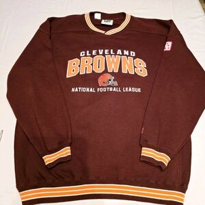 RARE 90s VTG Cleveland Browns Lee Sports Licensed V-Neck Sweatshirt Sz XL EUC